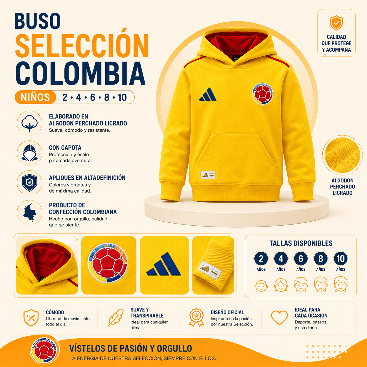 Buzo Seleccion Colombia para Niños