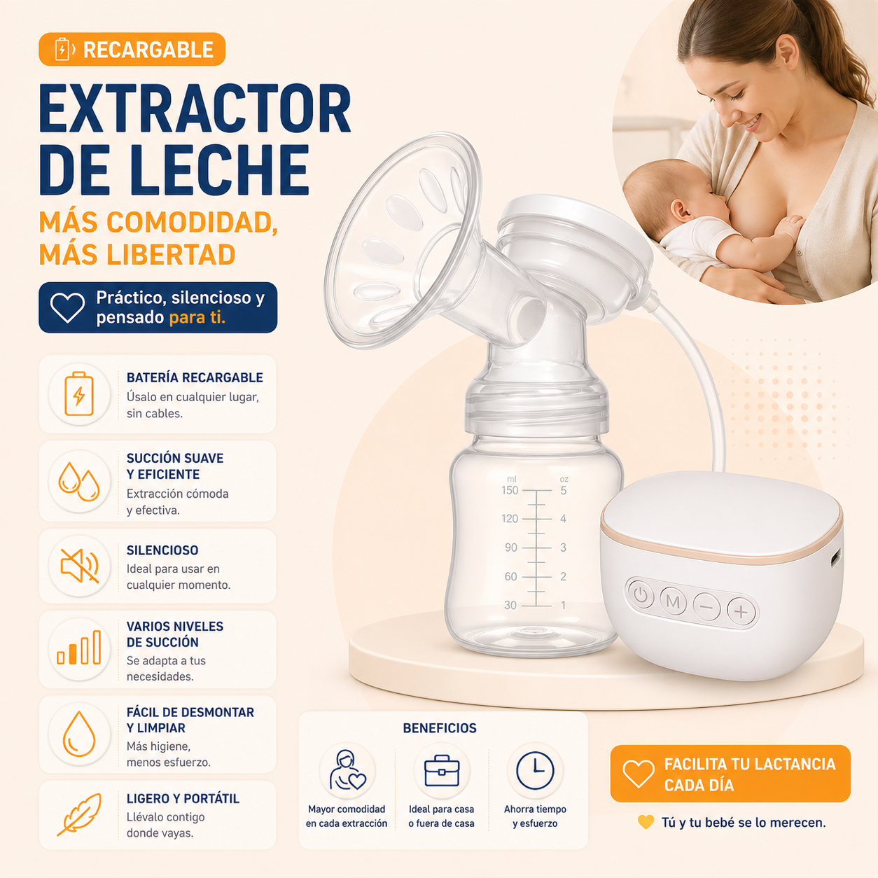 Extractor de Leche Materna Recargable