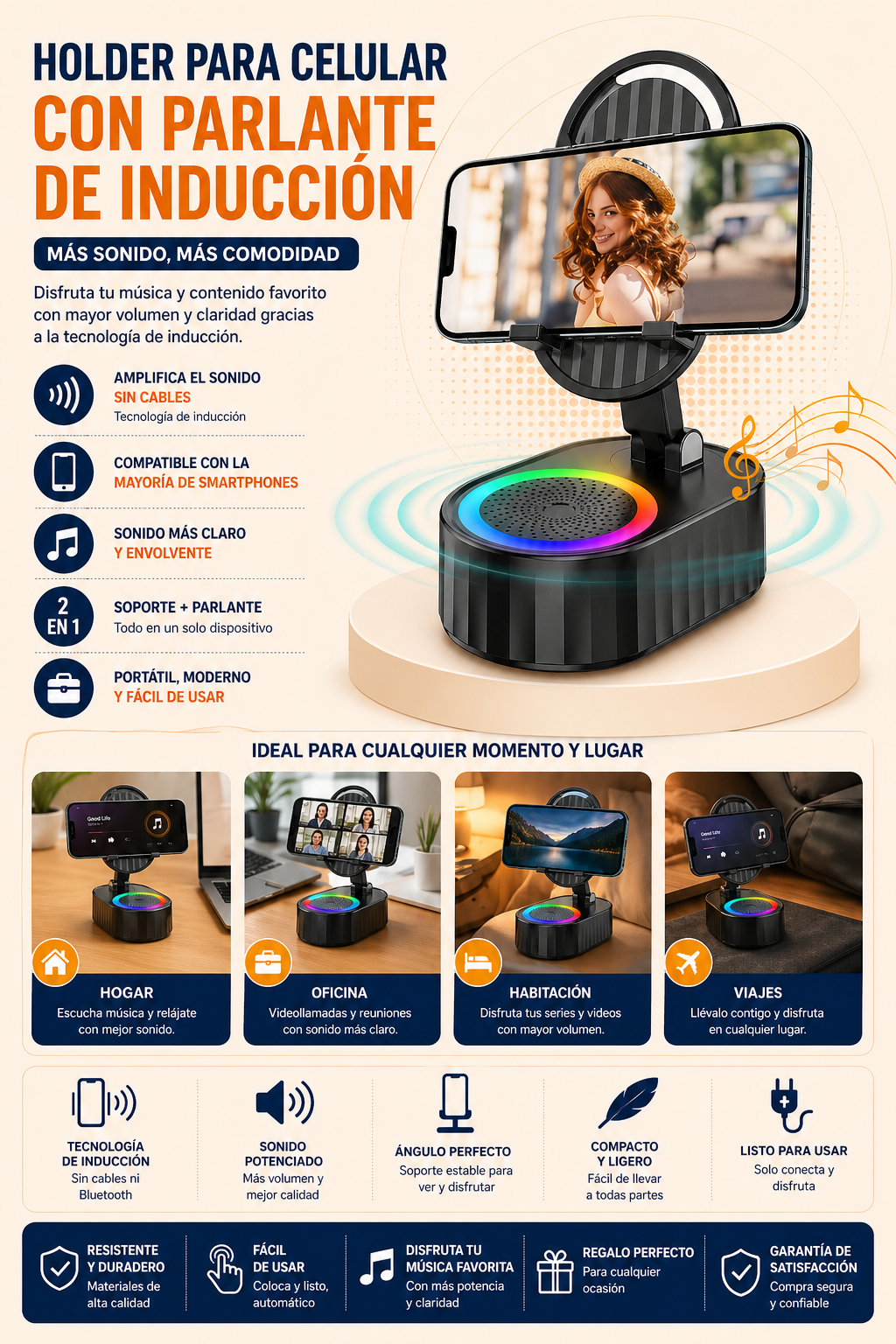 Holder para celular con parlante TL