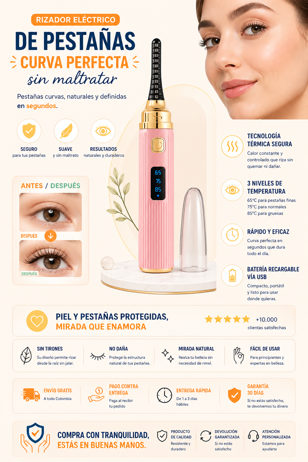 Rizador Eléctrico De Pestañas Para Mujer