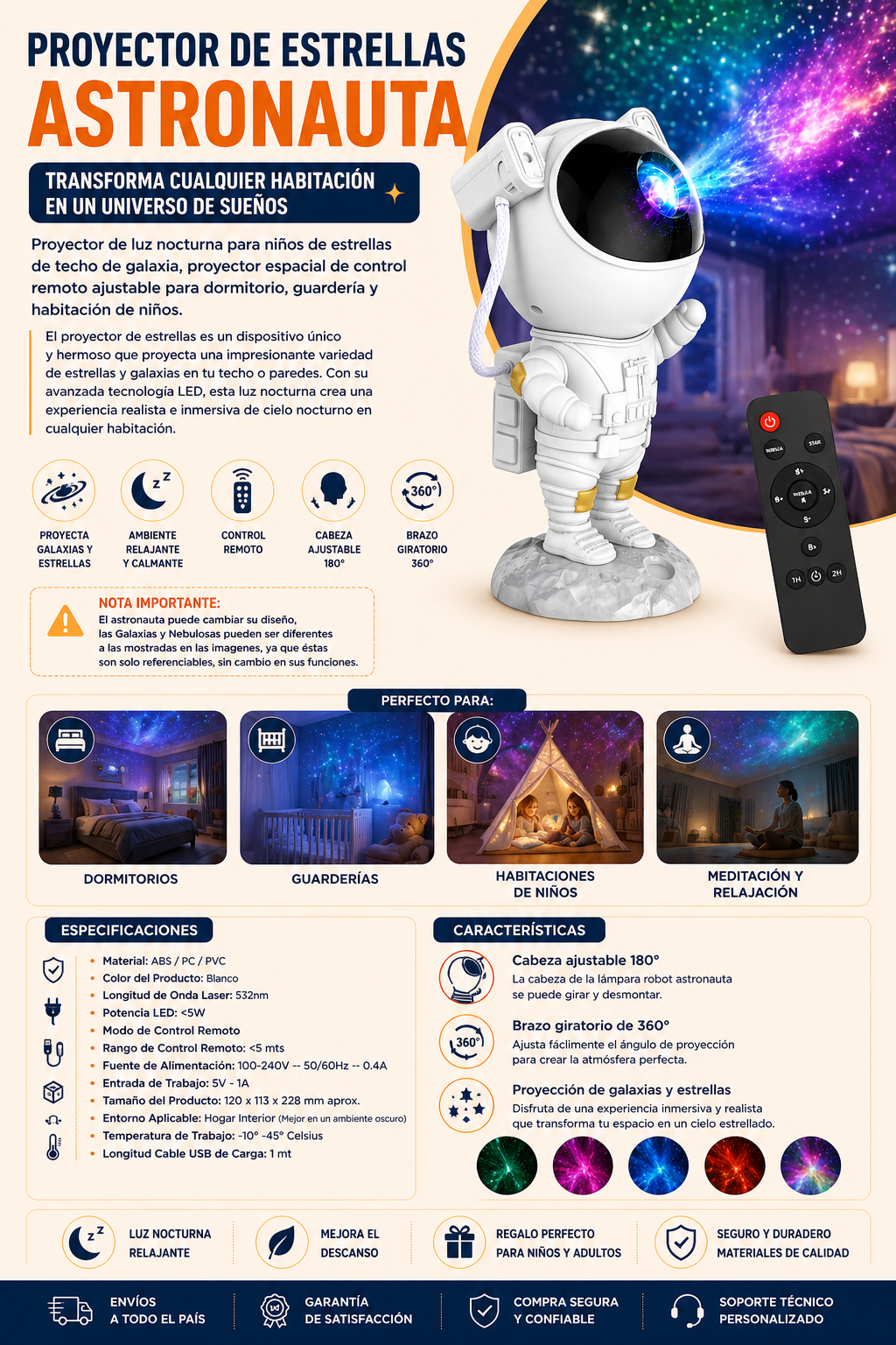Astronauta Proyector de Estrellas