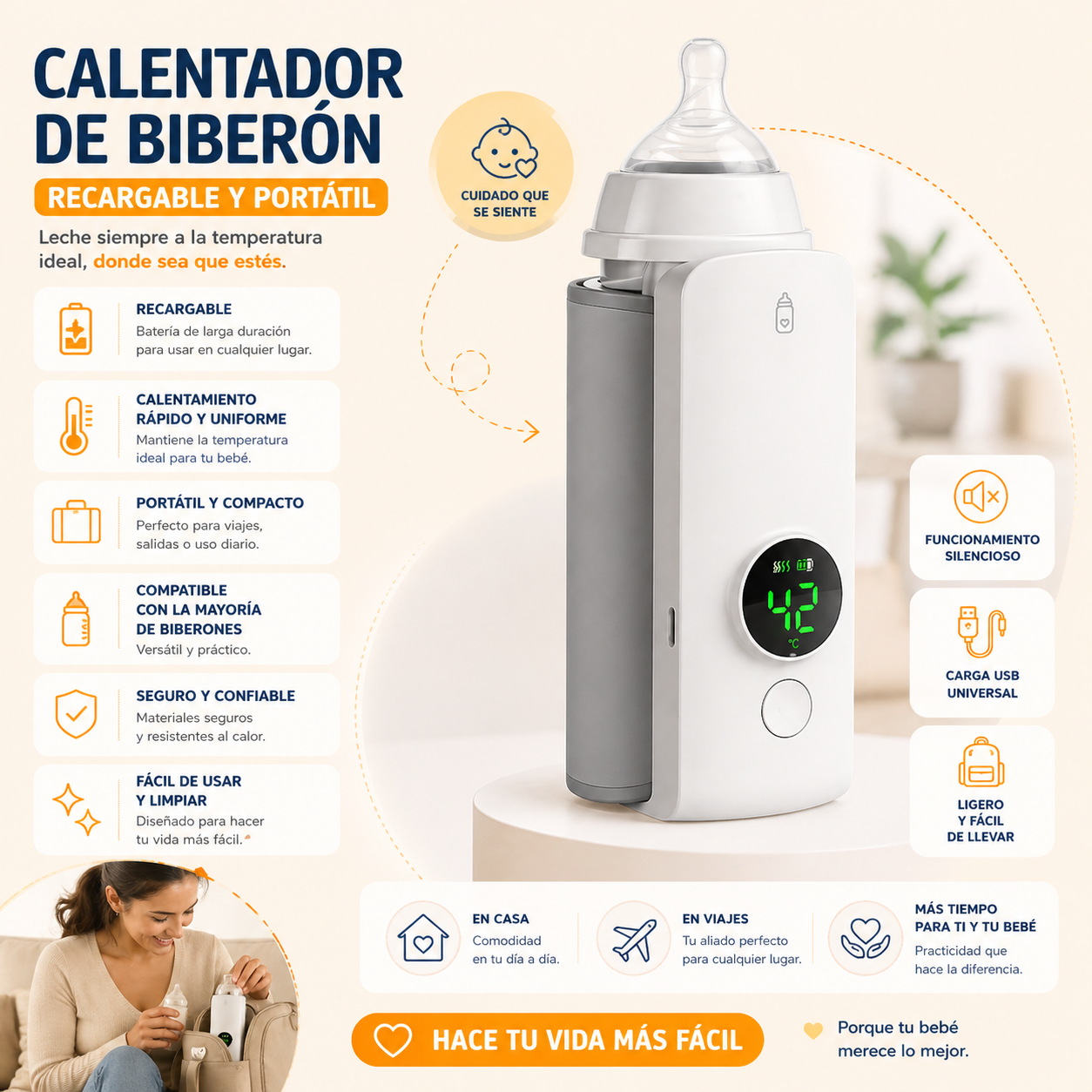Calentador de Tetero Biberon Recargable