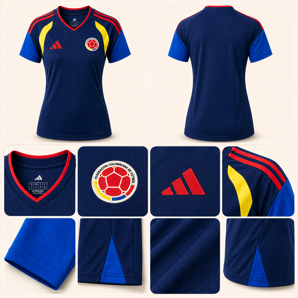 Camiseta Colombia Entrenamiento Azul - Mujer