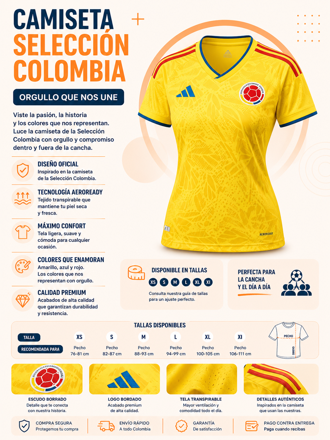 Camiseta Local Selección Colombia - Mujer