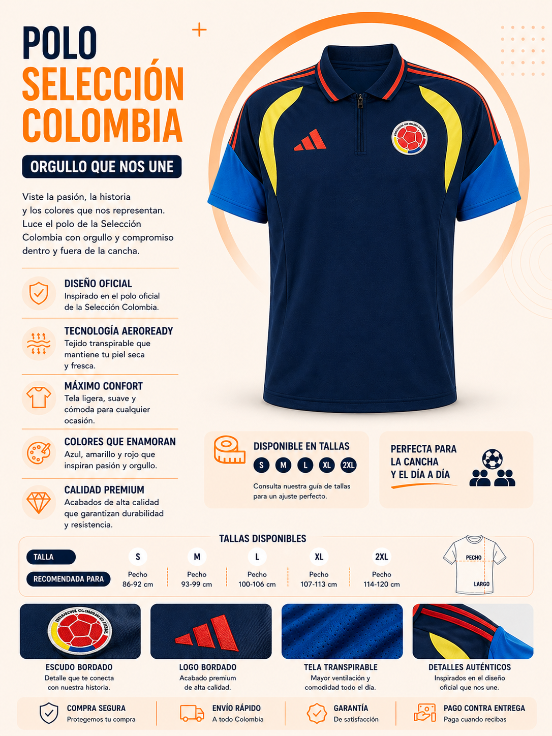 Camiseta Polo Selección Colombia - Hombre