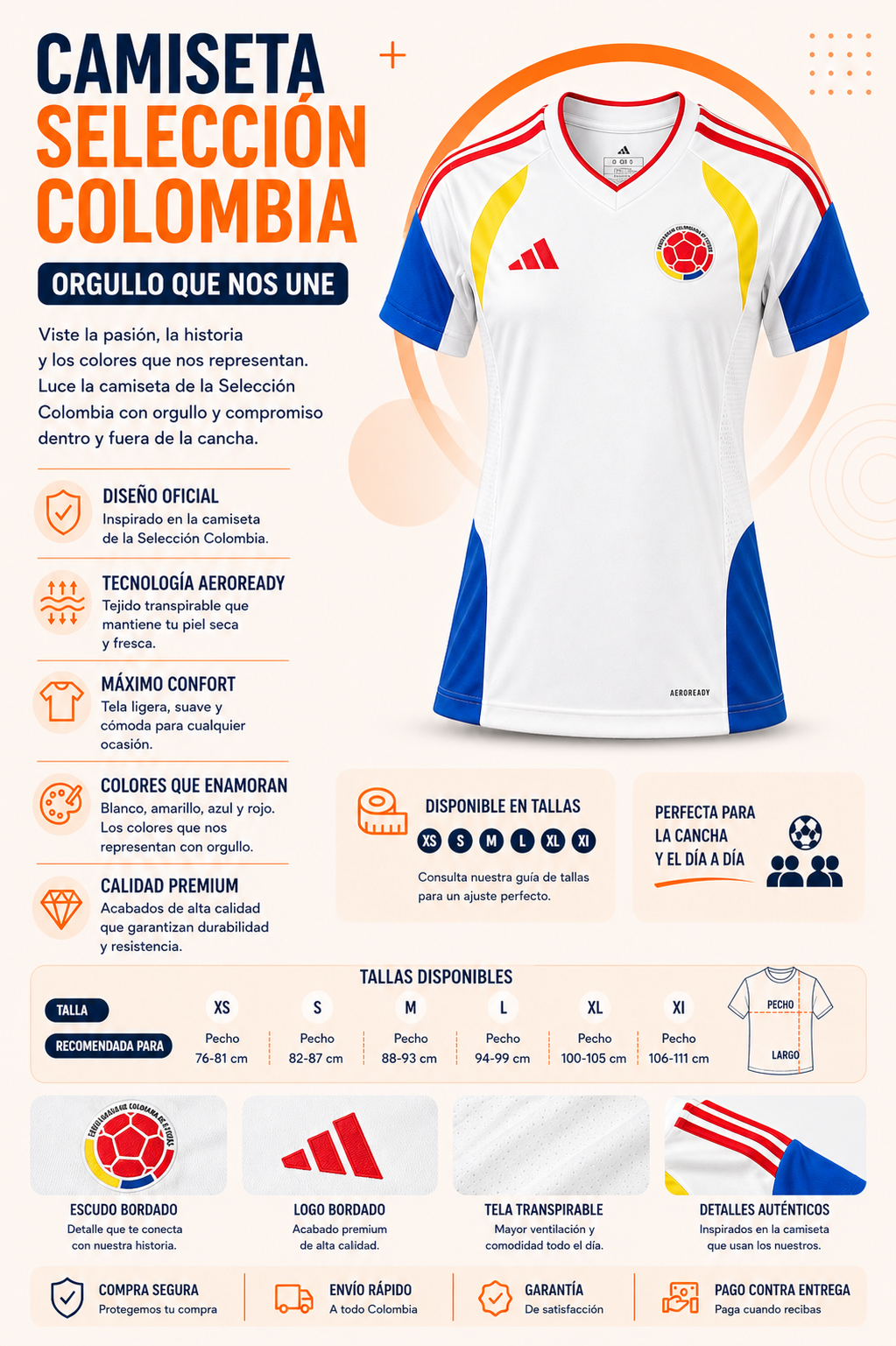 Camiseta de Entrenamiento Selección Colombia - Mujer