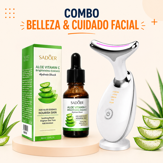 ✨ Combo Facial Rejuvenecedor – Aloe Vera + Vitamina C + Masajeador Inteligente