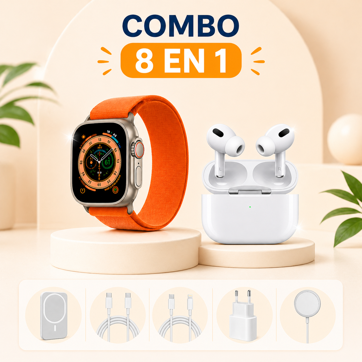 Combo X8 + SmartWatch + Audífonos + Power Bank