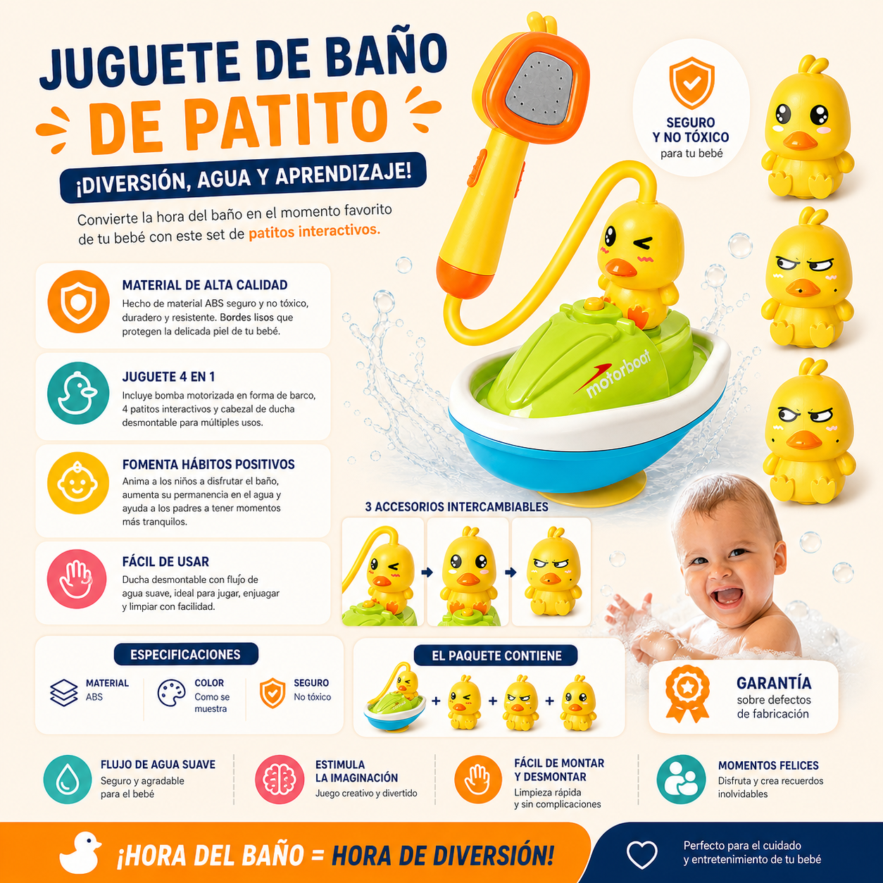 Juguete De Baño Patitos Ducha Para Bebes