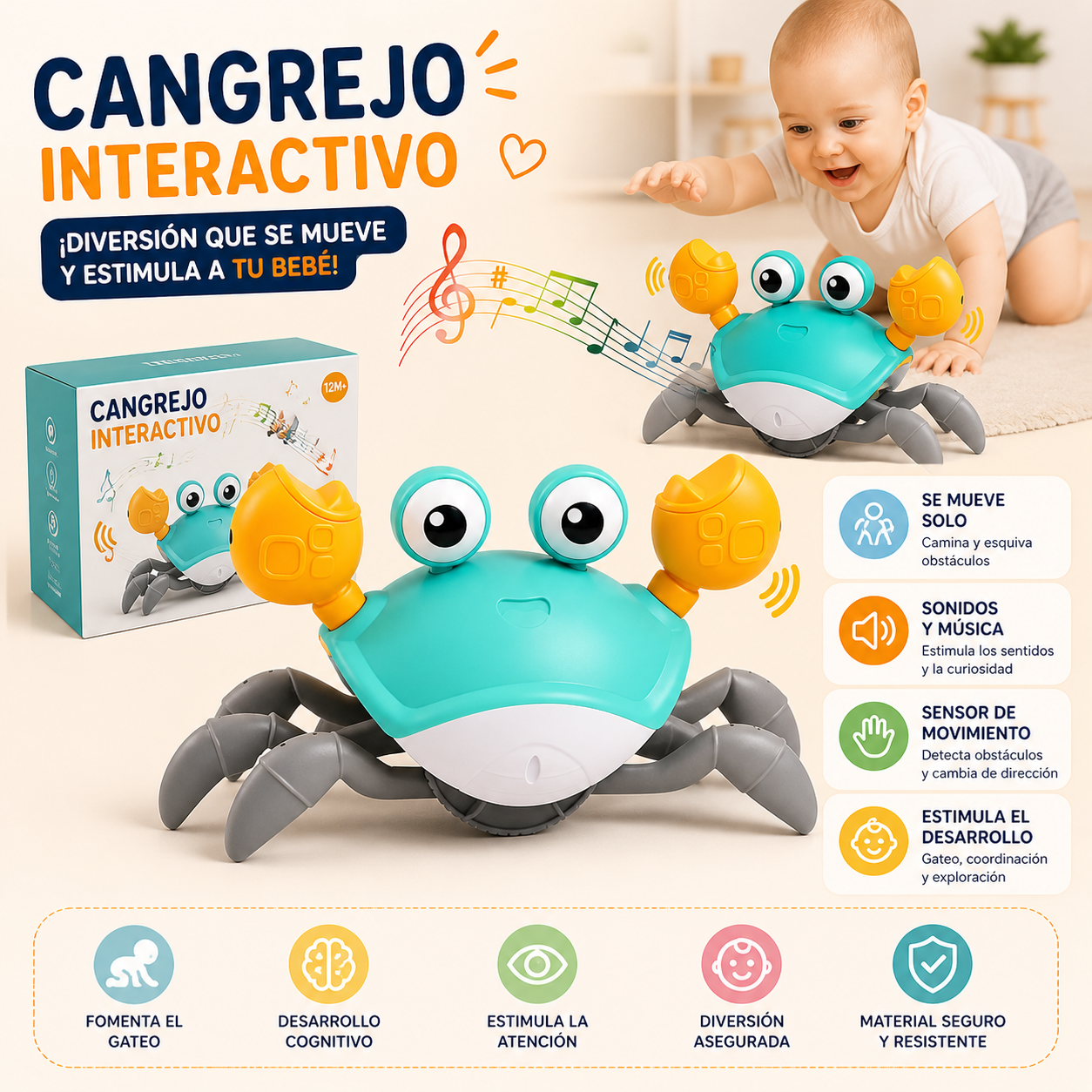 Juguete Interactivo Cangrejo Para Niños