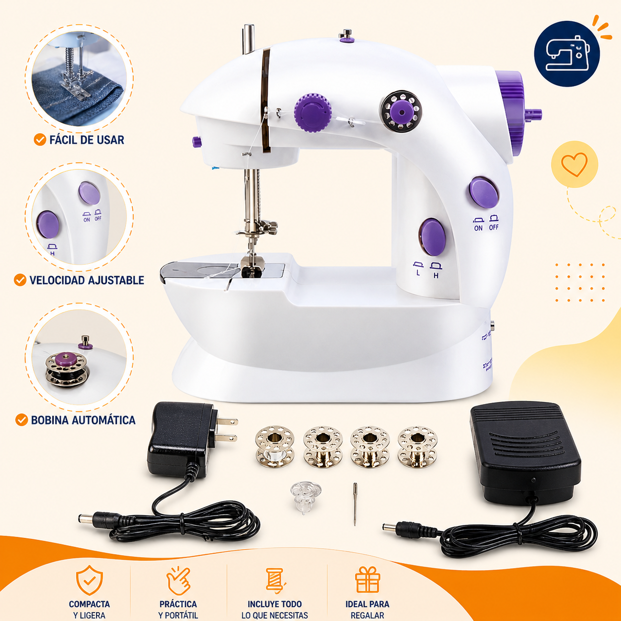 Maquina de Coser Portatil [Morada]