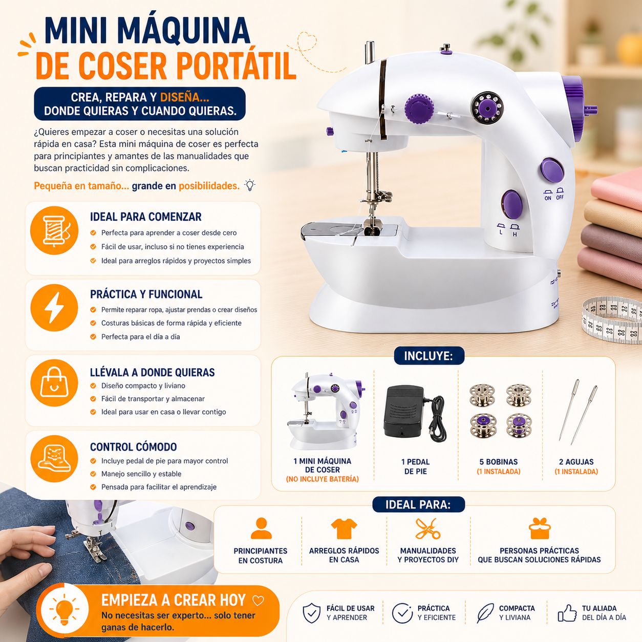 Maquina de Coser Portatil [Morada]