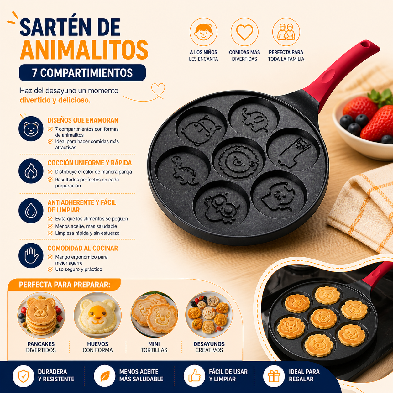 Sartén Animalitos 7 Compartimientos JH